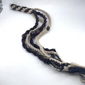 Vintage Macrame Plant Hanger Brown Cream 43 in Boho Hippie Folk Art Urban Jungle